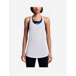 Women's White Nike Tank Top Size XL‎ Racer Back Gym Shirt Workout Mesh Dri Fit